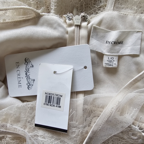 En Creme From Nordstrom Cream Lace Sheer Midi Dress NWT - Picture 4 of 16